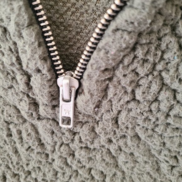 Victoria's Secret PINK Dark Green Fluffy Boyfriend Quarter Zip Pullover Sweater - Picture 8 of 10